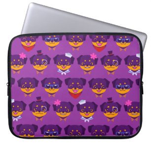 Kawaii Purple Rottweiler Puppy Pattern Laptop Sleeve