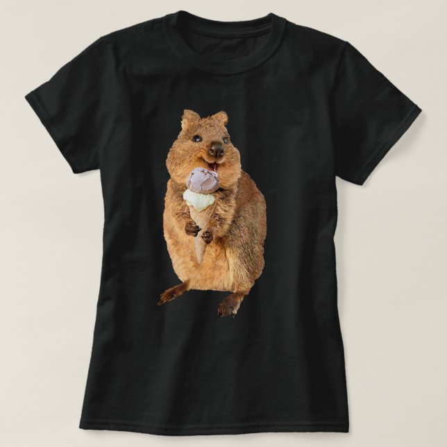 kawaii quokka eating ice cream cone  T-Shirt (Design Front)