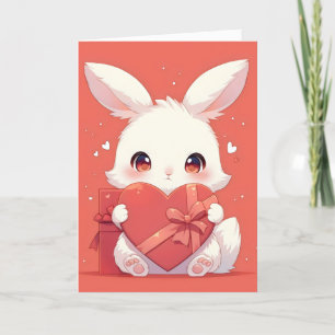 Kawaii Rabbit Love Anime Holiday Card
