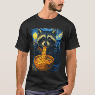 Kawaii Raccoon Eating Ramen Funny Japanese Noodles T-Shirt