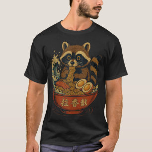 Kawaii Raccoon Ramen Wave Japanese Raccoon Eating  T-Shirt