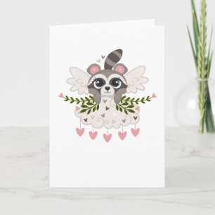 Kawaii Racoon Girl for Valentine's Day Card
