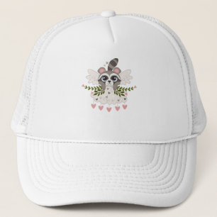 Kawaii Racoon Girl for Valentine's Day Trucker Hat