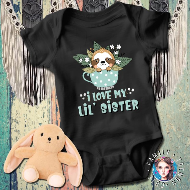 Kawaii Racoon I Love My Little Sister Baby Bodysuit (Creator Uploaded)