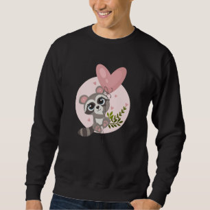 Kawaii Racoon with Balloon for Valentine's Day Sweatshirt