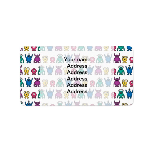 Kawaii Rainbow Alien Monsters Pattern Label (Front)