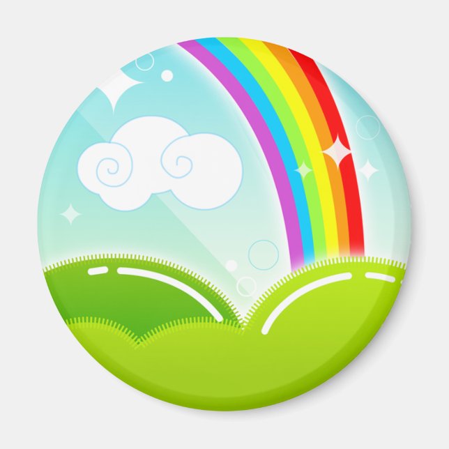Kawaii Rainbow and Cloud Cute Magnet (Front)