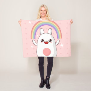 Kawaii rainbow clipart fleece blanket