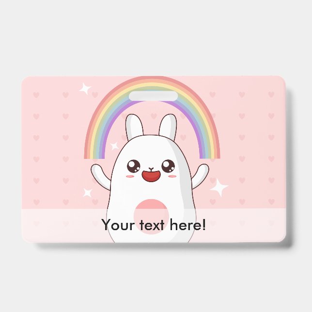 Kawaii rainbow clipart ID badge (Front)