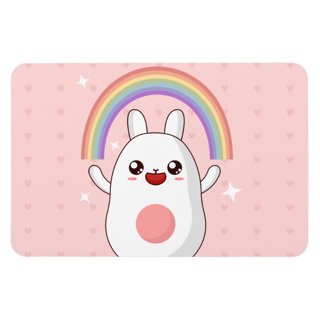 Kawaii rainbow clipart magnet (Horizontal)