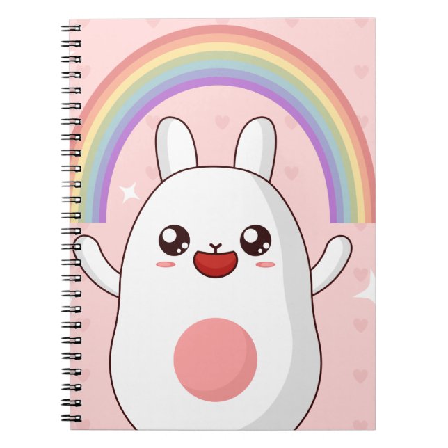 Kawaii rainbow clipart notebook (Front)