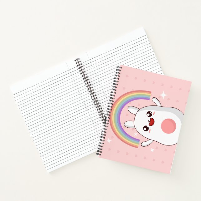 Kawaii rainbow clipart notebook (Inside)