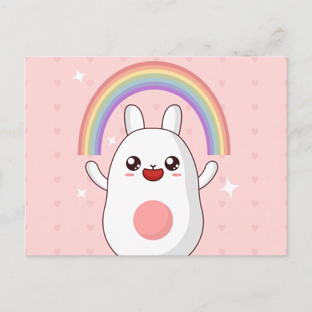 Kawaii rainbow clipart postcard (Front)
