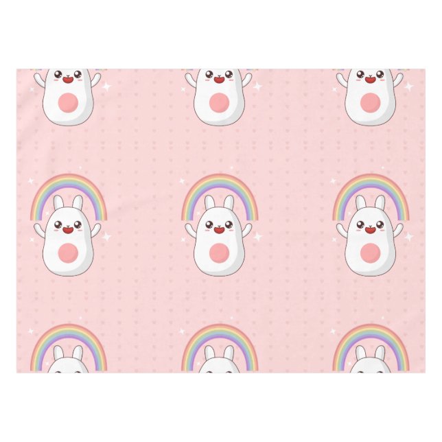 Kawaii rainbow clipart tablecloth (Front (Horizontal))