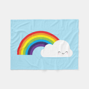 Kawaii Rainbow Fleece Blanket
