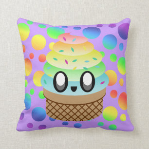 Kawaii Rainbow Ice Cream Cone Cushion