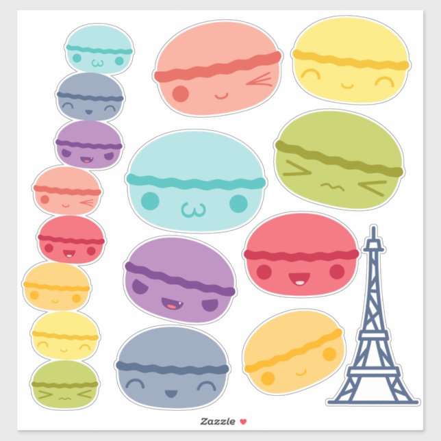 Kawaii Rainbow stacked Macarons (Sheet)