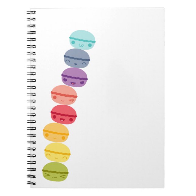 Kawaii Rainbow stacked Macarons Notebook (Front)