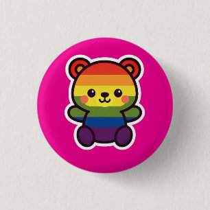 Kawaii Rainbow Teddy – A Cute LGBTQ+ Pride Plush 3 Cm Round Badge