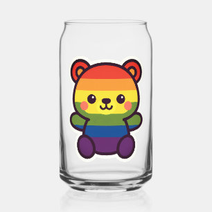 Kawaii Rainbow Teddy – A Cute LGBTQ+ Pride Plush Can Glass