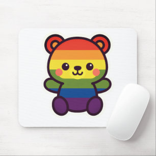 Kawaii Rainbow Teddy – A Cute LGBTQ+ Pride Plush Mouse Pad