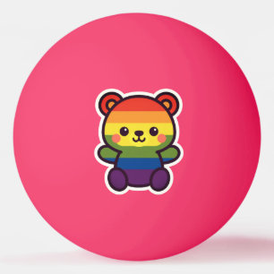 Kawaii Rainbow Teddy – A Cute LGBTQ+ Pride Plush Ping Pong Ball