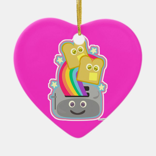 Kawaii Rainbow Toast Ceramic Ornament (Front)