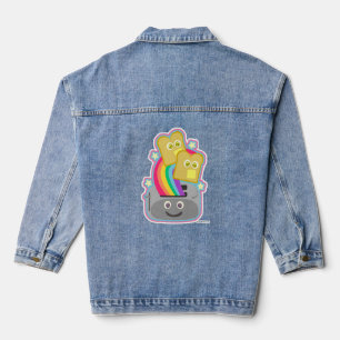Kawaii Rainbow Toast Fun Cute Food Cartoon Denim Jacket