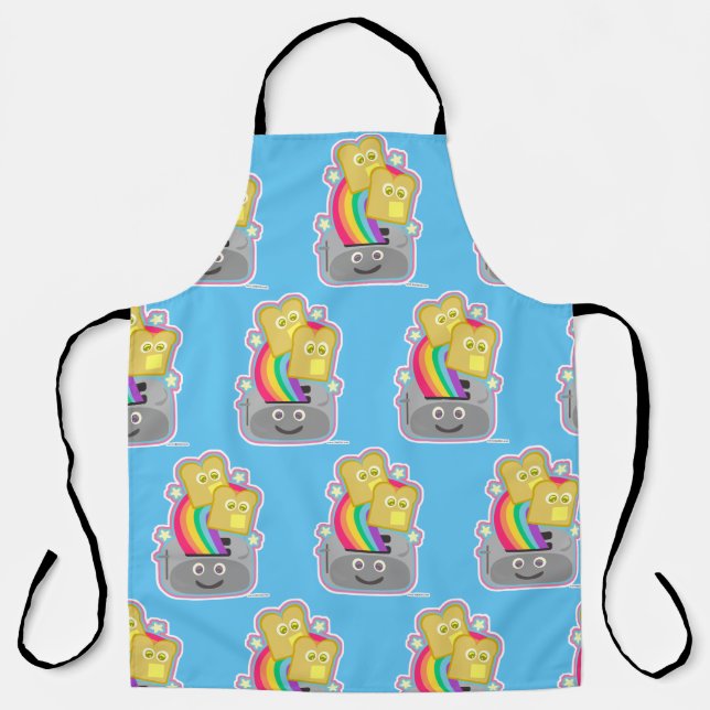 Kawaii Rainbow Toast Fun Pattern Apron (Front)