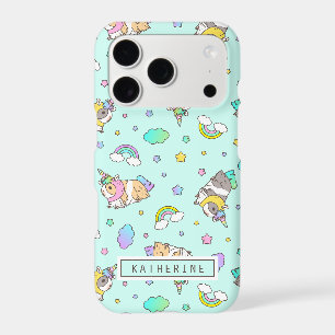 kawaii rainbow unicorn Guinea pig pattern in blue