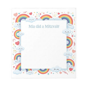Kawaii Rainbows Personalised Mitzvah Notes Notepad