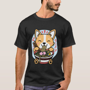 Kawaii Ramen Anime Dog Corgi Japanese Noodles T-Shirt