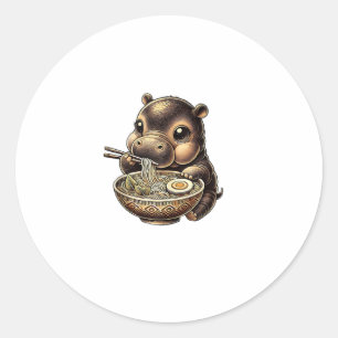 Kawaii Ramen Anime Vintage Kawaii Moo Deng Japanes Classic Round Sticker