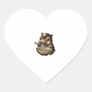 Kawaii Ramen Anime Vintage Kawaii Moo Deng Japanes Heart Sticker