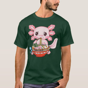 Kawaii Ramen Axolotl Teen Girls Kids Japanese Anim T-Shirt