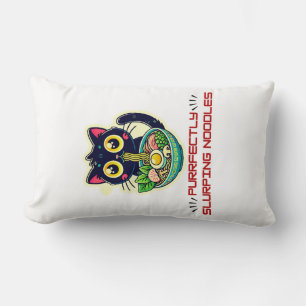 Kawaii Ramen Black Cat Lovers Japanese Lumbar Cushion