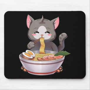 Kawaii Ramen Cat Anime Japanese Food Gift Kids Boy Mouse Pad