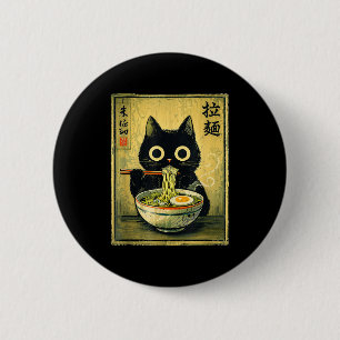 Kawaii ramen cat vintage japanese funny retro anim 6 cm round badge