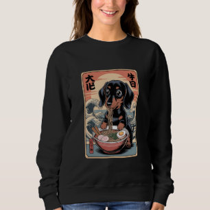 Kawaii Ramen Dachshund Japanese Art Poster Eating Sweatshirt