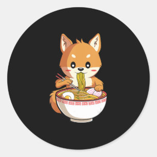Kawaii ramen shiba inu noodles lover gift classic round sticker