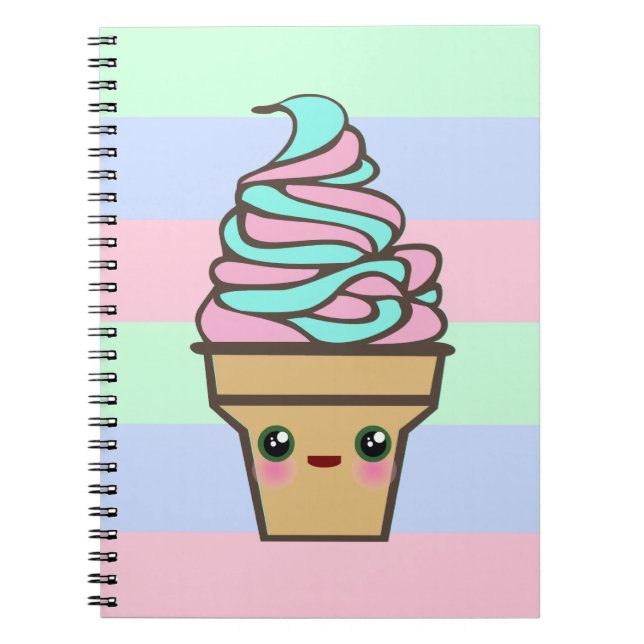 Kawaii Rave Ice Cream Cone Notebook (Front)