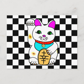 Kawaii Rave Lucky Cat Maneki Neko Postcard
