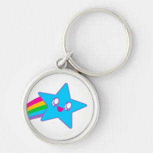 Kawaii Rave Neon Star Rainbow Key Ring