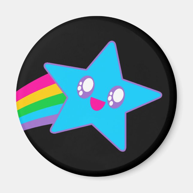 Kawaii Rave Neon Star Rainbow Magnet (Front)