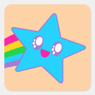 Kawaii Rave Neon Star Rainbow Square Sticker