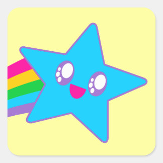 Kawaii Rave Neon Star Rainbow Square Sticker