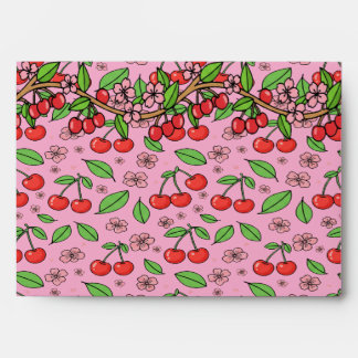 Kawaii Red Cherry Vibes Cute Girly Aesthetic Envelope