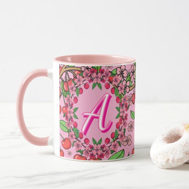 Kawaii Red Cherry Vibes Cute Girly Aesthetic [Pro Mug (With Donut)