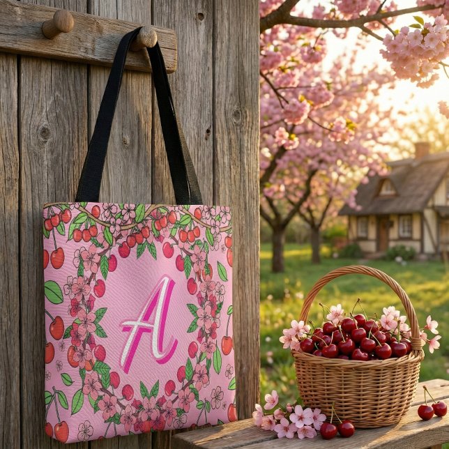 Kawaii Red Cherry Vibes Cute Girly Aesthetic Tote Bag (Creator Uploaded)