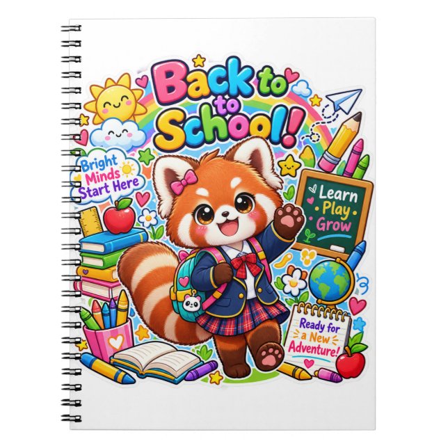 Kawaii Red Panda Back to School Notebook (Front)
